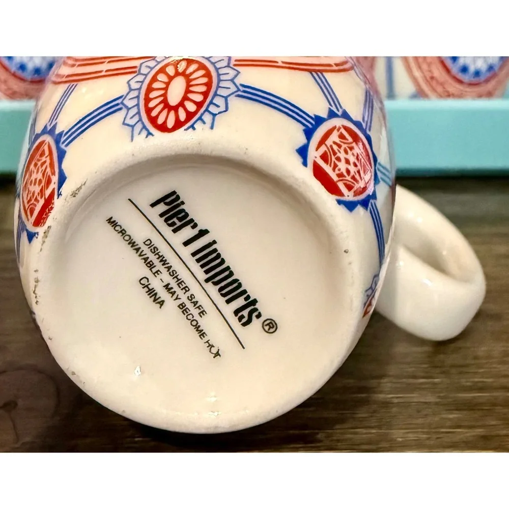 Pier 1 Espresso Cup Set 12pc Multicolor Excellent Mediterranean Boho Floral
